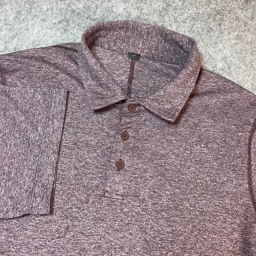 Lululemon Mens Evolution Polo Shirt Maroon Heathered Short Sleeve XL